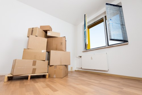 Customer loading boxes into a mobile storage unit