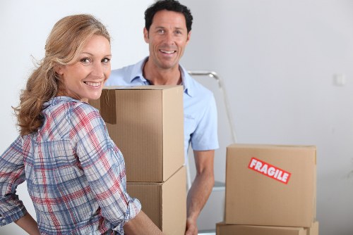 Boxes and furniture prepared for temporary storage
